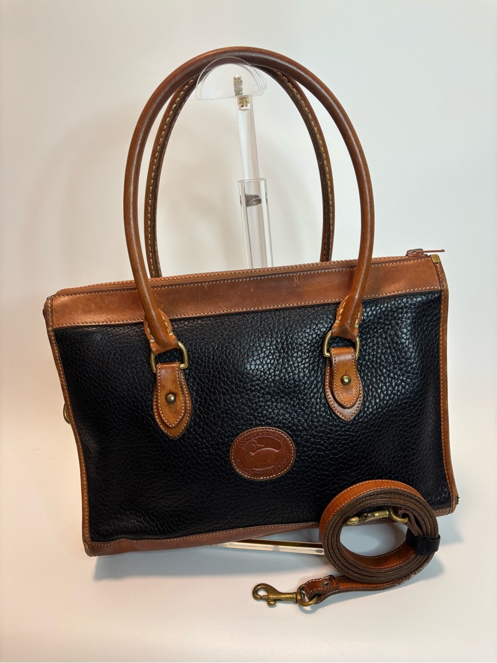 Dooney & Bourke ($368) Vintage All Weather Satchel with Black & Tan Leather